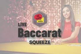 Baccarat Squeeze slot logo by Evolution at 1go casino